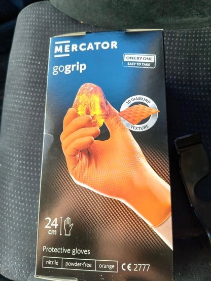 MERCATOR GoGrip oranssi nitriilikäsine 1000 kpl, S–XXL. Erittäin kestävä!