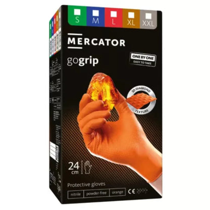 MERCATOR GoGrip oranssi nitriilikäsine 1000 kpl, S–XXL. Erittäin kestävä!