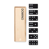 Domino-peli puulaatikossa – 28 palaa. Laserkaiverruksella. Esim. 5kpl.