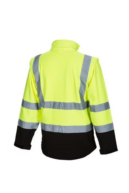 4136 Priha - Huomiovärinen softshell pusero kelta/musta EN 20471 lk.2