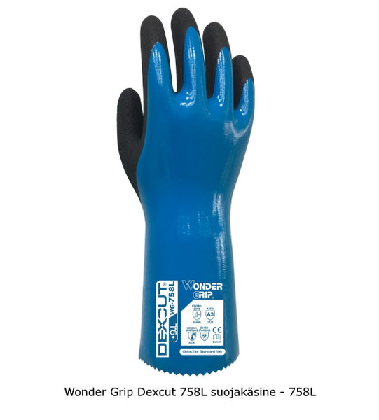 Wonder Grip Dexcut 758L suojakäsine 10,90€/pari, 12 paria/pussi