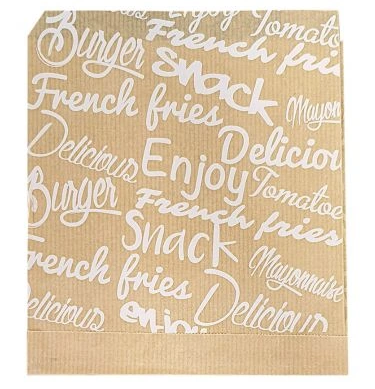 Hampurilaistasku/ranskistasku 16,5x17cm, ruskea, painettu "Snack French Fries" 1000 kpl