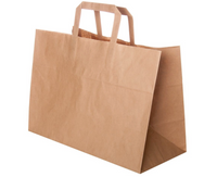 Paperikassi ruskea litteä kantokahva 35+17x24cm 17L 250kpl/ltk