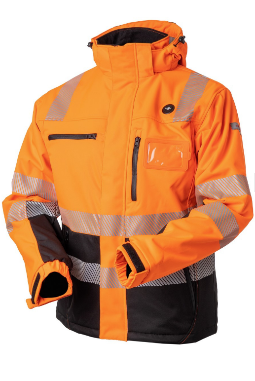 Priha Huomiovärinen vedenpitävä talvitakki lämmityksellä oranssi/musta EN 20471 Lk.2 - 4341