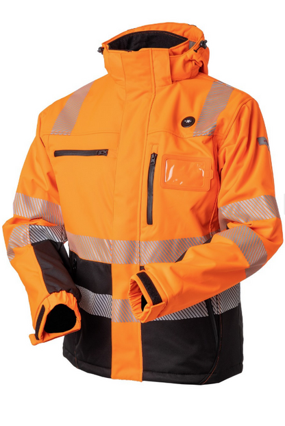 Priha Huomiovärinen vedenpitävä talvitakki lämmityksellä oranssi/musta EN 20471 Lk.2 - 4341