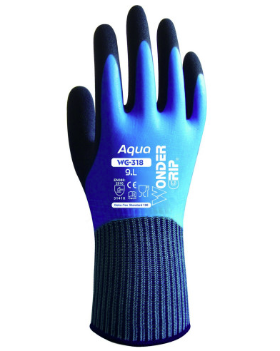 Wonder Grip Aqua suojakäsine - 318  4,60€/koko, 12 paria/pussi. Ammattilaistasoinen vedenpitävä työkäsine